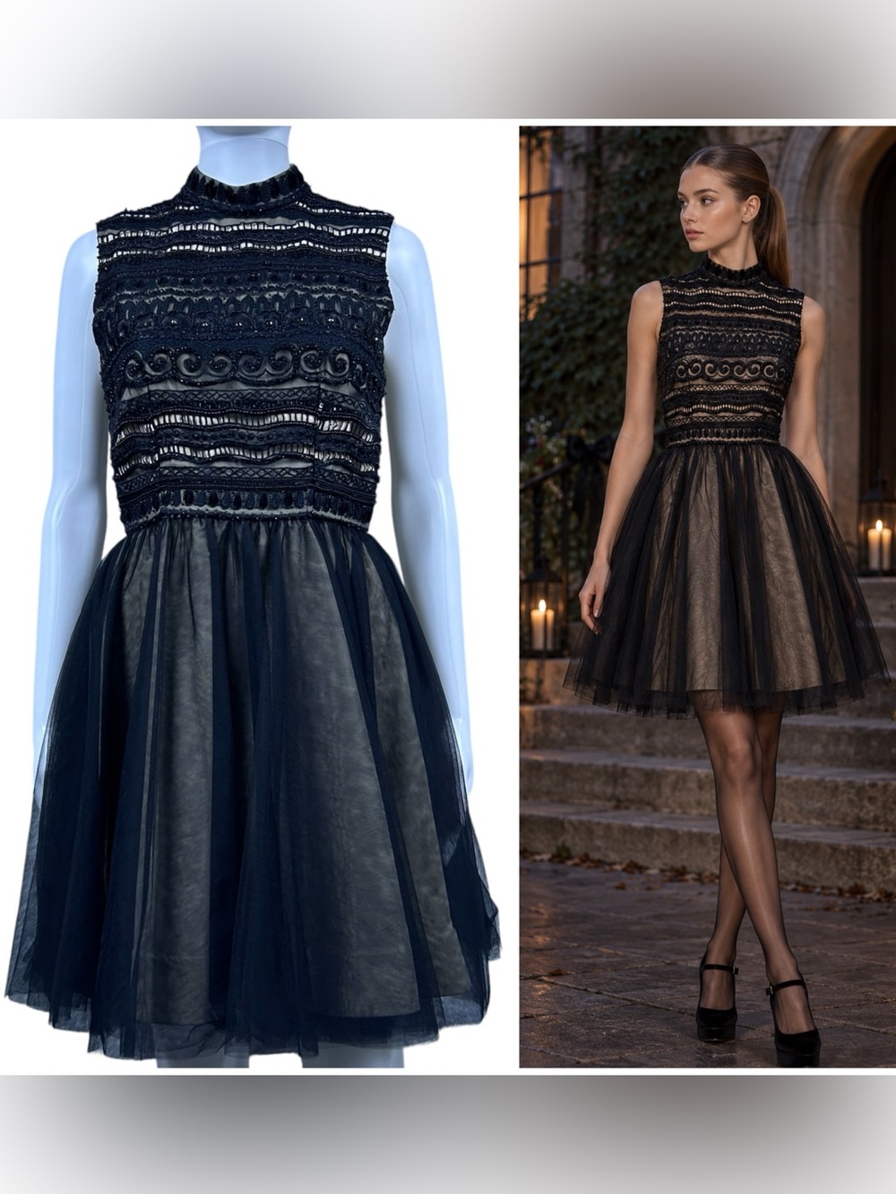 Alice + Olivia Taya Silk Embellished Dress 6 Dark Romantic Whimsigoth Fairy NWT